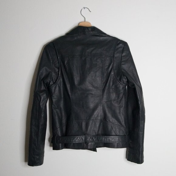 Genuine Leather Motorcycle Jacket Black Size 4 - Picture 2 of 7